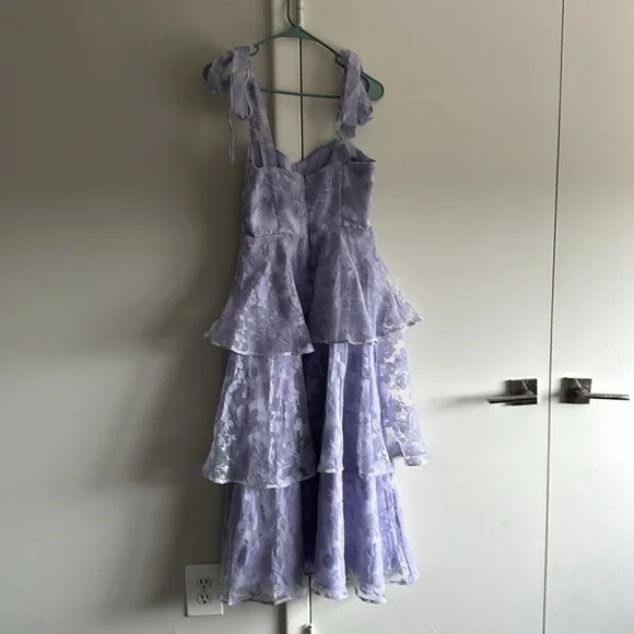 Lulu’s Glamorous Sweetie Lavendar Burnout Dress - Picture 3 of 3
